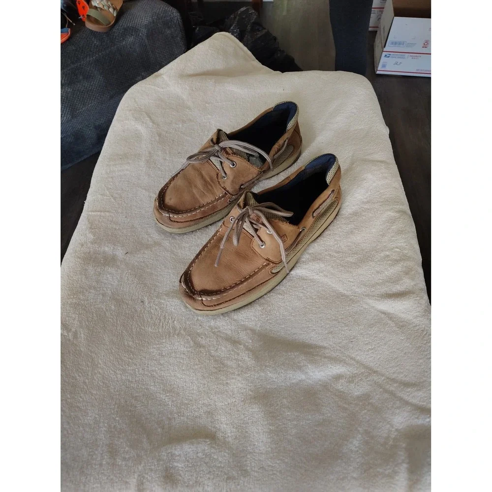 Sperry Top-Sider‎ Lanyard Tan Leather Mesh Boat Shoes Mens 6M YB46122A